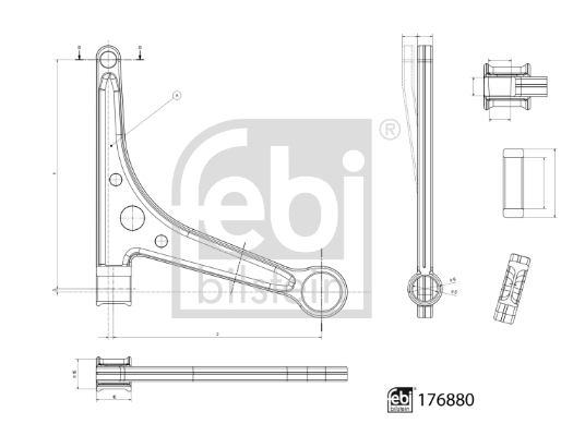 176880 Febi Brazo inferior derecho de la suspensión delantera