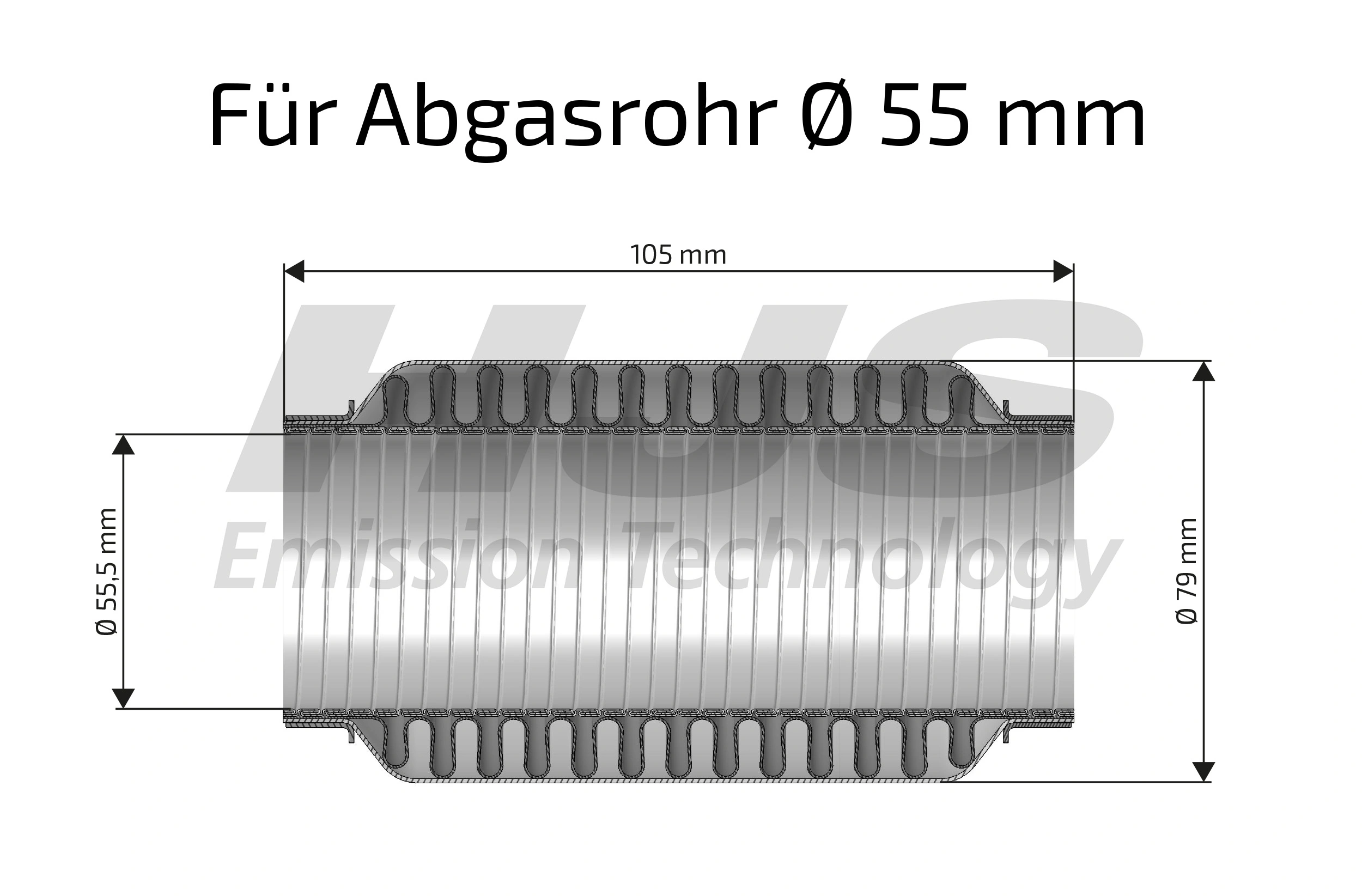 55X1002 Euroex Tubo ondulado de escape