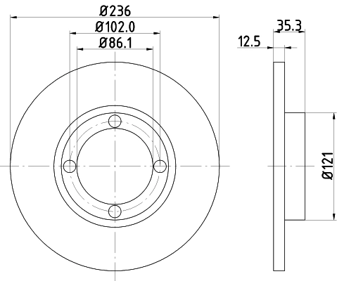 Disco de freno delantero para Chevrolet Spark (Matiz)  (M200, M250)