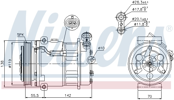 Compresor de aire acondicionado 89157 Nissens