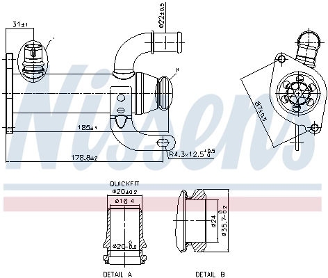 Enfriador de recirculación de gases de escape EGR 989278 Nissens
