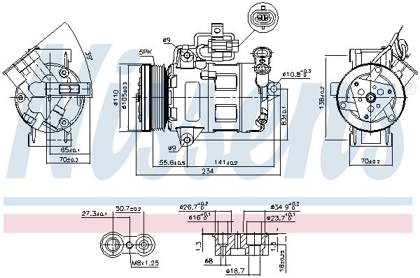 Compresor de aire acondicionado 89216 Nissens