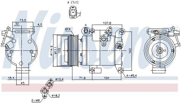 Compresor de aire acondicionado 890045 Nissens