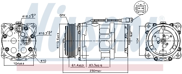 Compresor de aire acondicionado 89055 Nissens