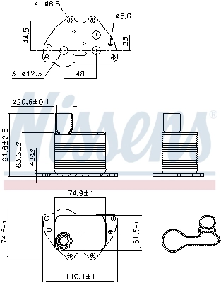 Radiador de aceite debajo del filtro Nissens 90981