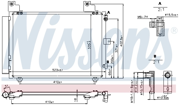 Radiador de aire acondicionado para Daihatsu Terios I J100, J102, J122