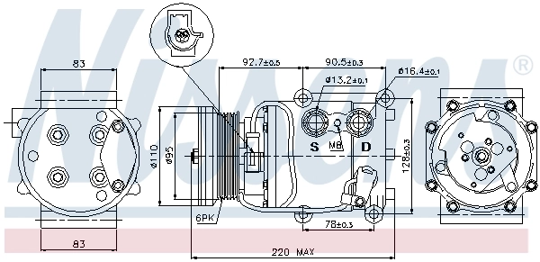 Compresor de aire acondicionado 89071 Nissens