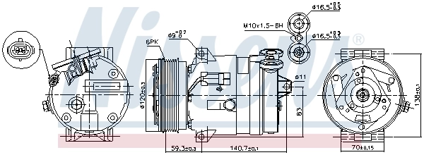 Compresor de aire acondicionado 89057 Nissens