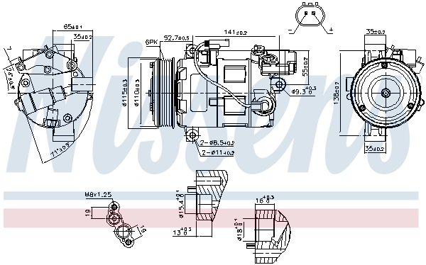 Compresor de aire acondicionado 89086 Nissens