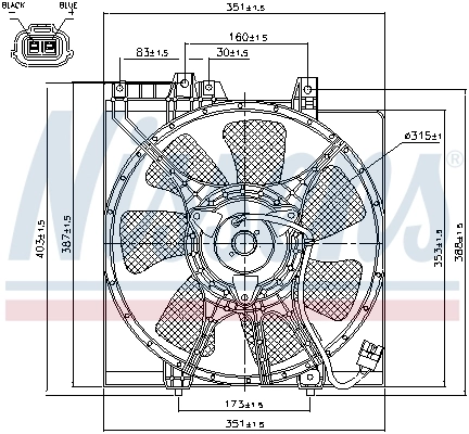 Difusor del radiador del aire acondicionado con ventilador y motor Nissens 85491