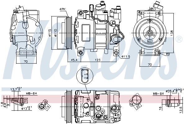 Compresor de aire acondicionado 89049 Nissens