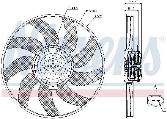 85728 Nissens Ventilador eléctrico de refrigeración completo izquierdo (motor y hélice)