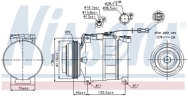 Compresor de aire acondicionado 89045 Nissens