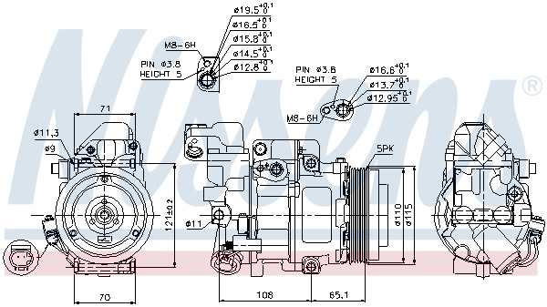 Compresor de aire acondicionado 89051 Nissens