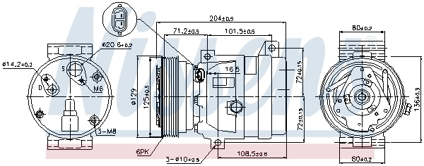 Compresor de aire acondicionado 89121 Nissens