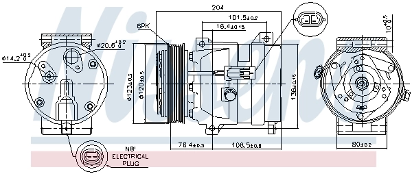 Compresor de aire acondicionado 89217 Nissens