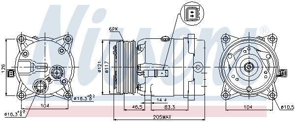 Compresor de aire acondicionado 89122 Nissens