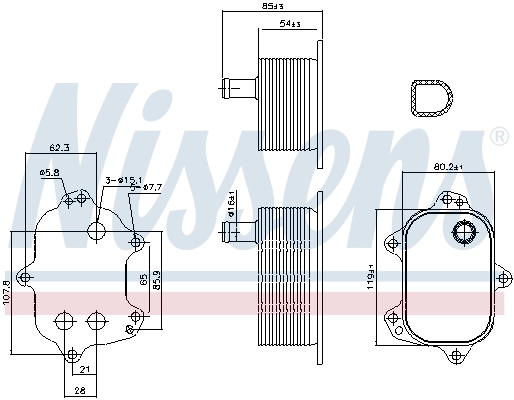 Radiador de aceite debajo del filtro Nissens 91206