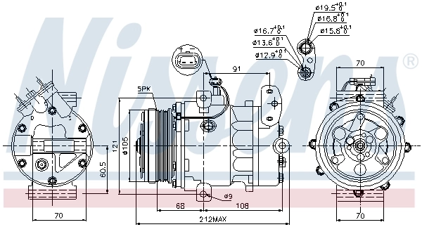 Compresor de aire acondicionado 89037 Nissens