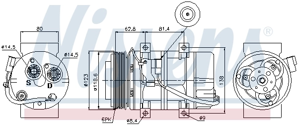 Compresor de aire acondicionado 89069 Nissens