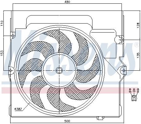 Difusor del radiador del aire acondicionado con ventilador y motor Nissens 85645