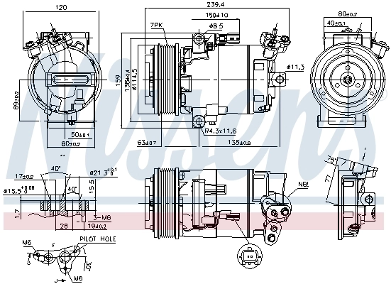 Compresor de aire acondicionado 890015 Nissens