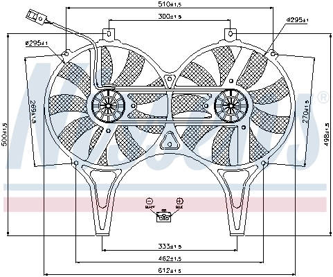 Difusor del radiador del aire acondicionado con ventilador y motor Nissens 85149