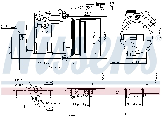 Compresor de aire acondicionado 89606 Nissens