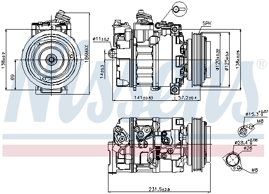 Compresor de aire acondicionado 89231 Nissens