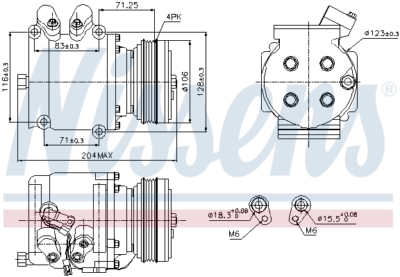 Compresor de aire acondicionado 89226 Nissens