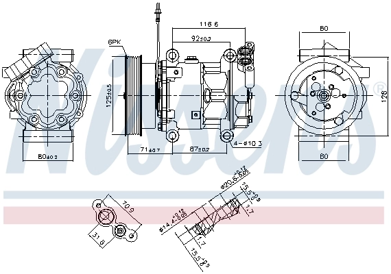 Compresor de aire acondicionado 89064 Nissens