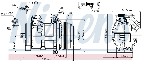 Compresor de aire acondicionado 89081 Nissens