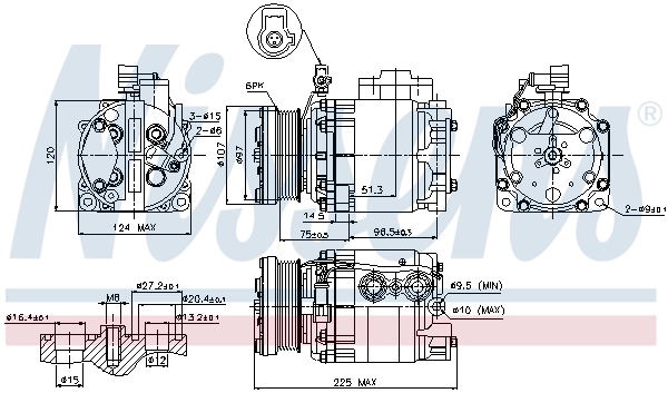Compresor de aire acondicionado 89354 Nissens