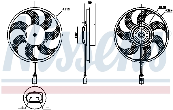 Ventilador eléctrico de aire acondicionado completo (motor y aspa) Nissens 850030