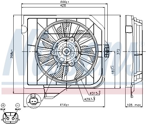 Ventilador de refrigeración completo derecho (motor y hélice) Nissens 85090