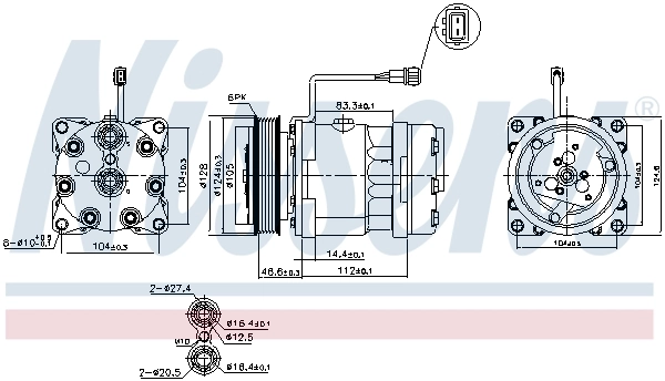 Compresor de aire acondicionado 89083 Nissens