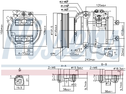 Compresor de aire acondicionado 890017 Nissens