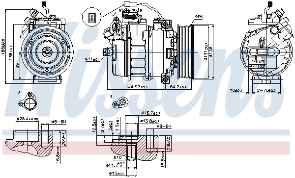 Compresor de aire acondicionado 89371 Nissens