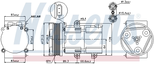 Compresor de aire acondicionado 89068 Nissens