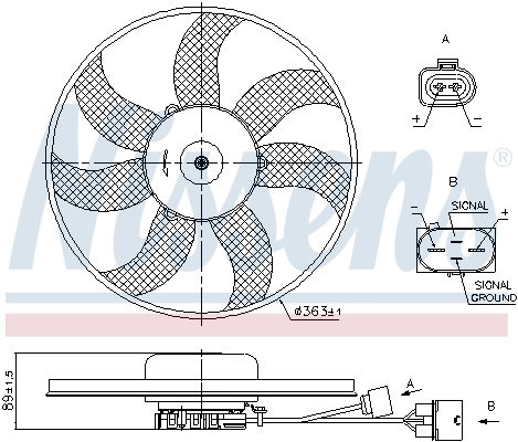 85699 Nissens Ventilador eléctrico de refrigeración completo izquierdo (motor y hélice)