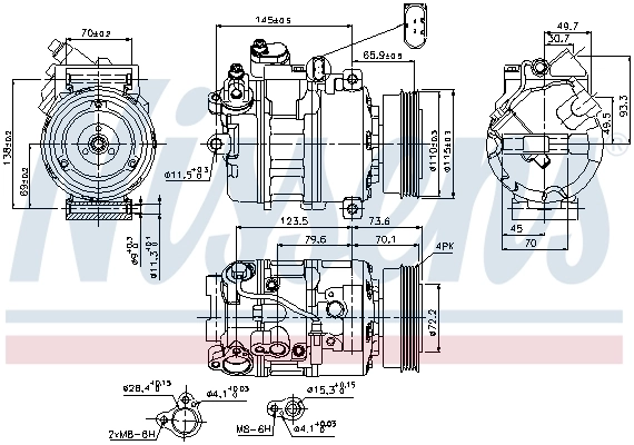 Compresor de aire acondicionado 89073 Nissens