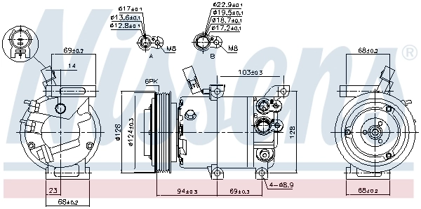 Compresor de aire acondicionado 890176 Nissens