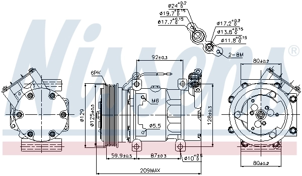 Compresor de aire acondicionado 89128 Nissens