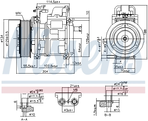 Compresor de aire acondicionado 890023 Nissens