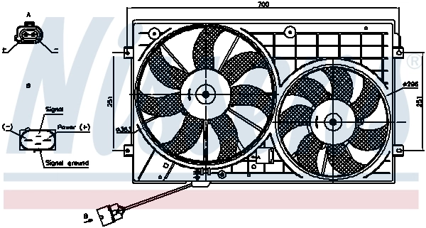 Ventilador de refrigeración completo derecho (motor y hélice) Nissens 85644