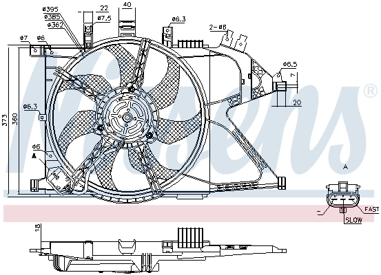 Ventilador de refrigeración completo derecho (motor y hélice) Nissens 85195