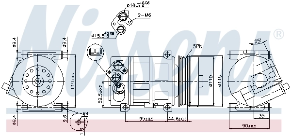 Compresor de aire acondicionado 89202 Nissens