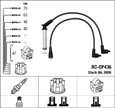 Cables de bujías para Opel Kadett 35, 36, 45, 46