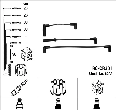 8283 NGK Cables de alta tensión, juego