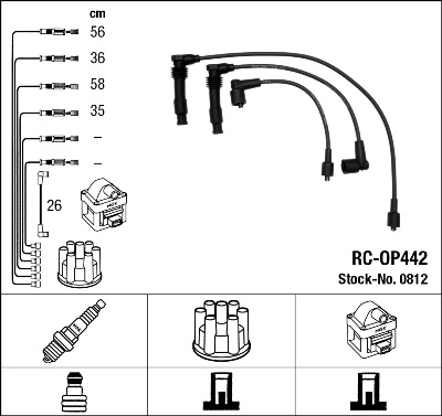 0812 NGK Cables de alta tensión, juego